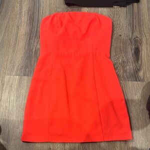 Amanda Uprichard Strapless Coral-Red Mini Dress